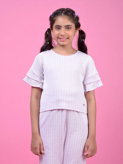 Purple Vertical Stripes Top