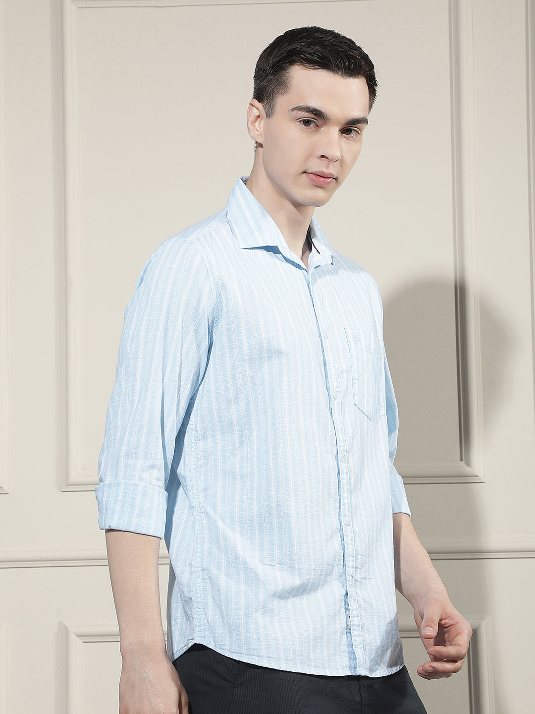 Blue Vertical Stripes 100% Cotton Shirt