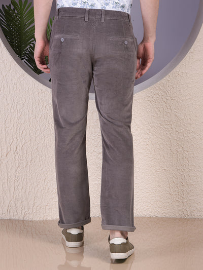 Grey Straight Corduroy Trousers