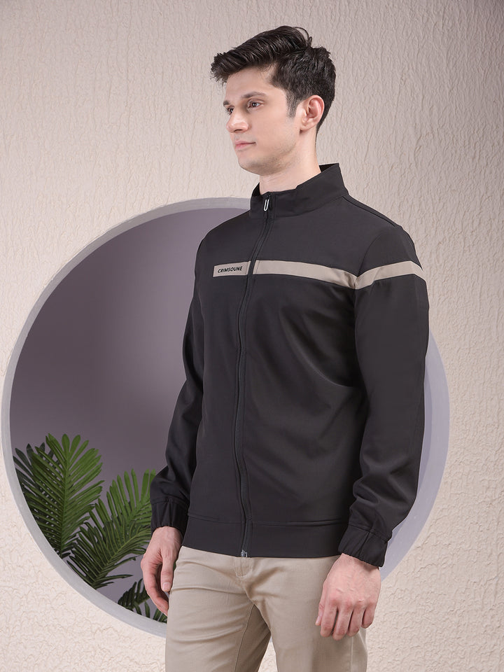Black Contrast Tape Sweatshirt