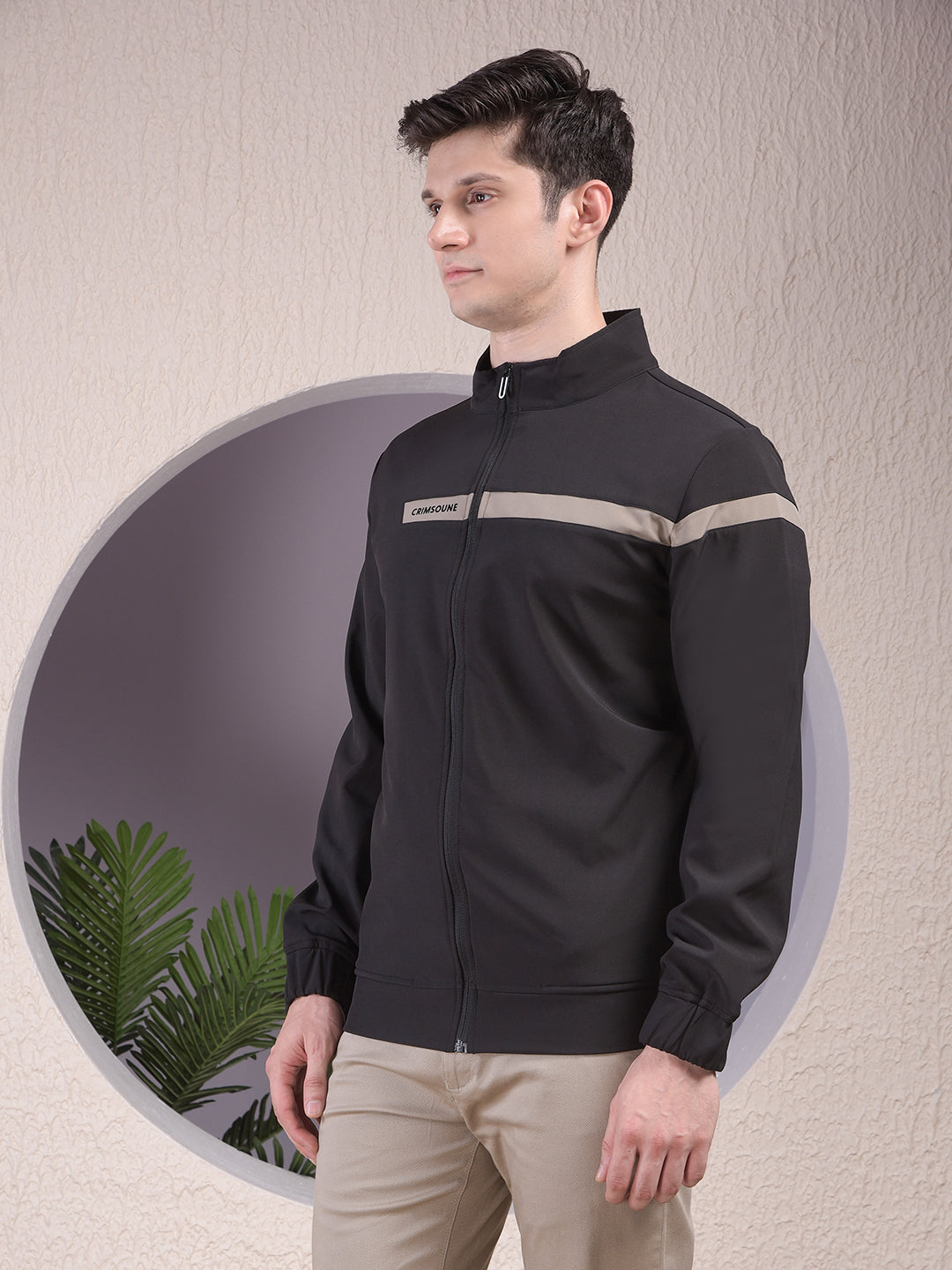 Black Contrast Tape Sweatshirt