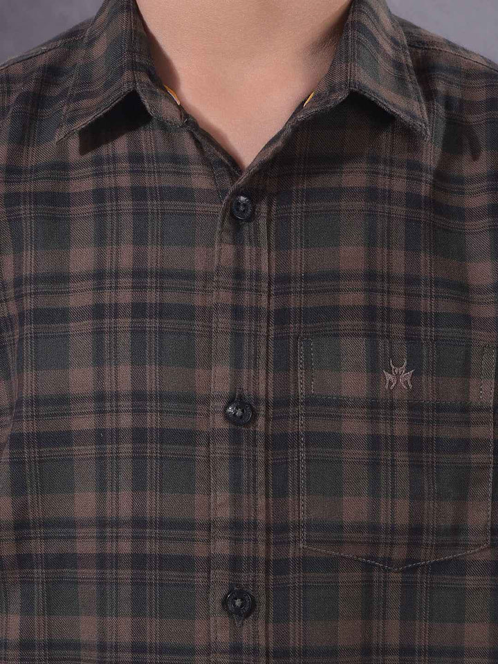 Brown Checked 100% Cotton Shirt