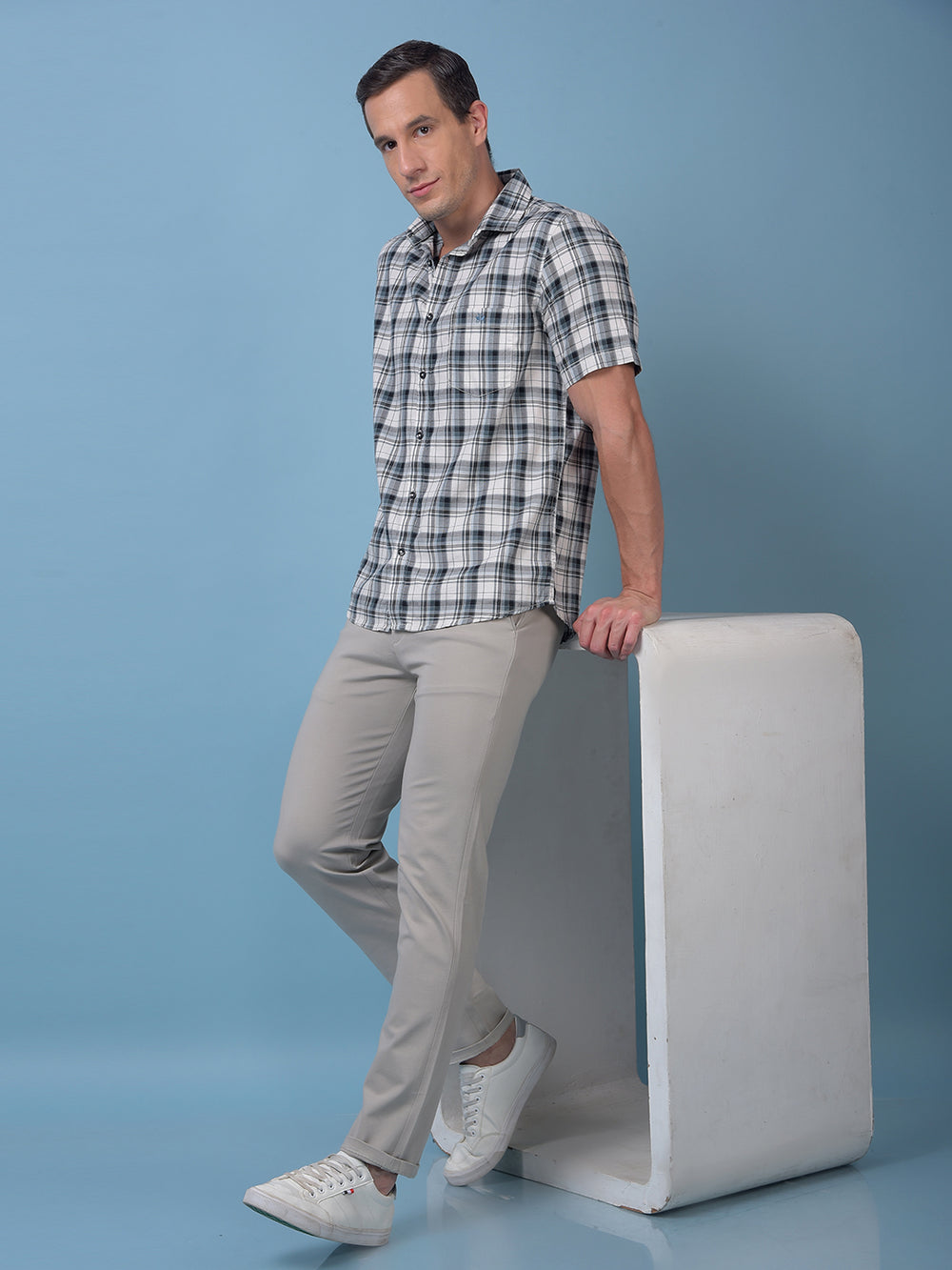 Blue Checked 100% Cotton Shirt