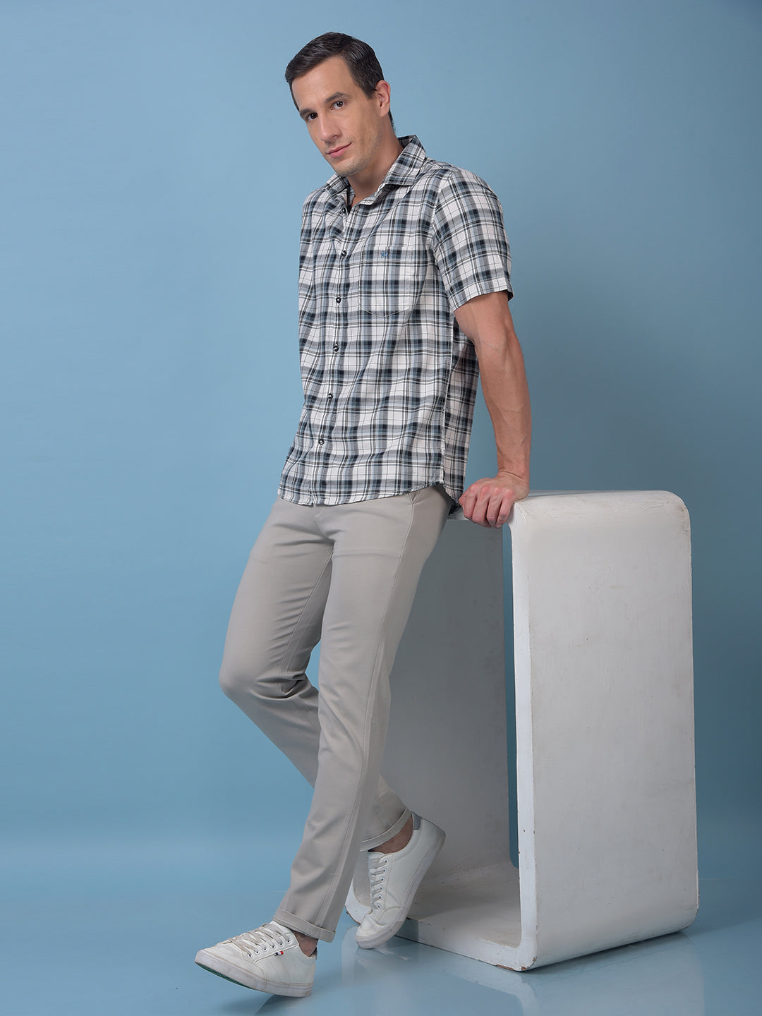Blue Checked 100% Cotton Shirt