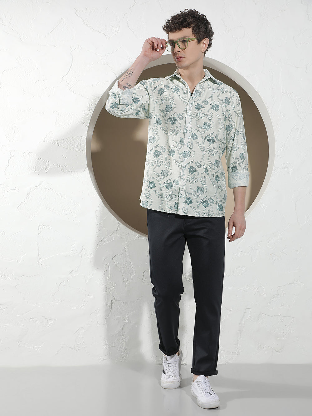 Blue Floral Print Shirt