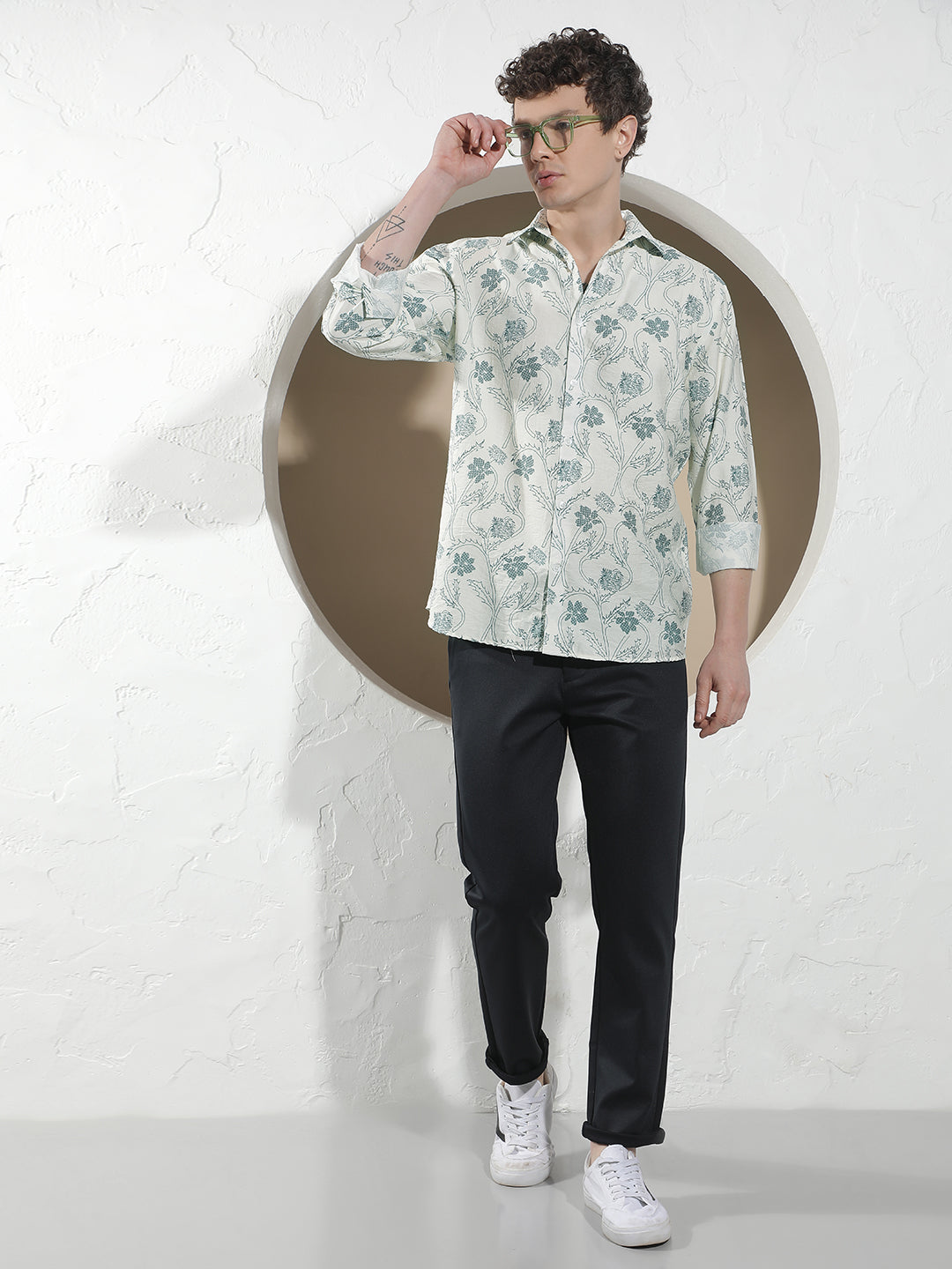 Blue Floral Print Shirt