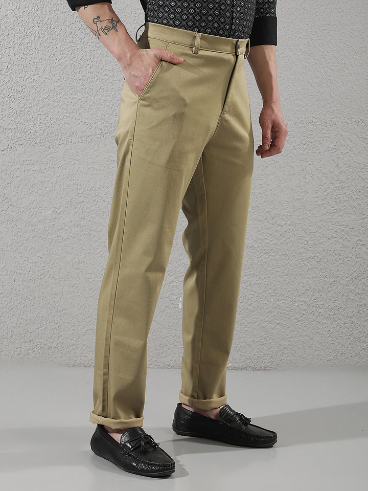 Tailored Beige Knitted Trousers