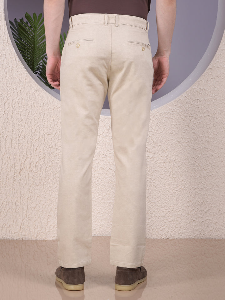 Beige Printed Trousers