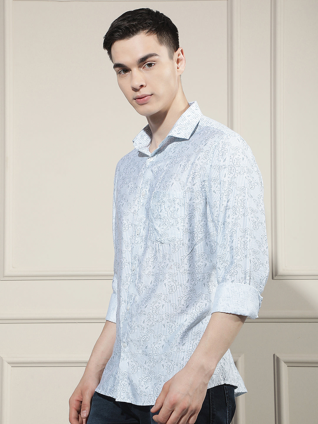 Relaxed Pacific Blue Printed Shirt
