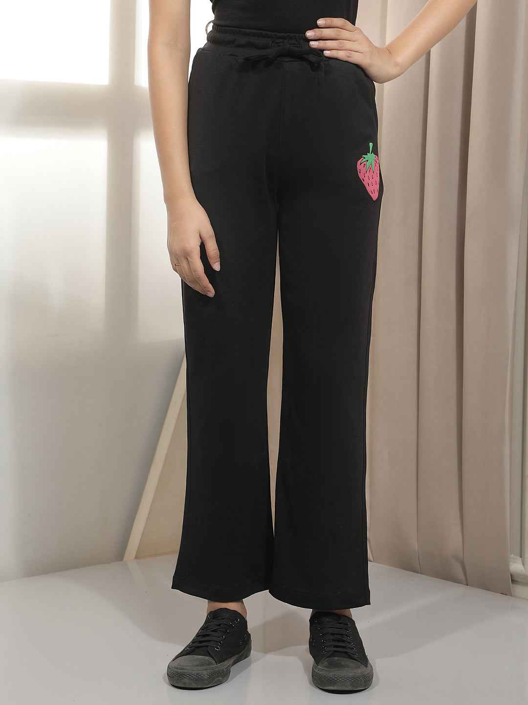 Black Embroidery Trackpants