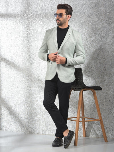 Green Notched Lapel Single-Breasted Blazer