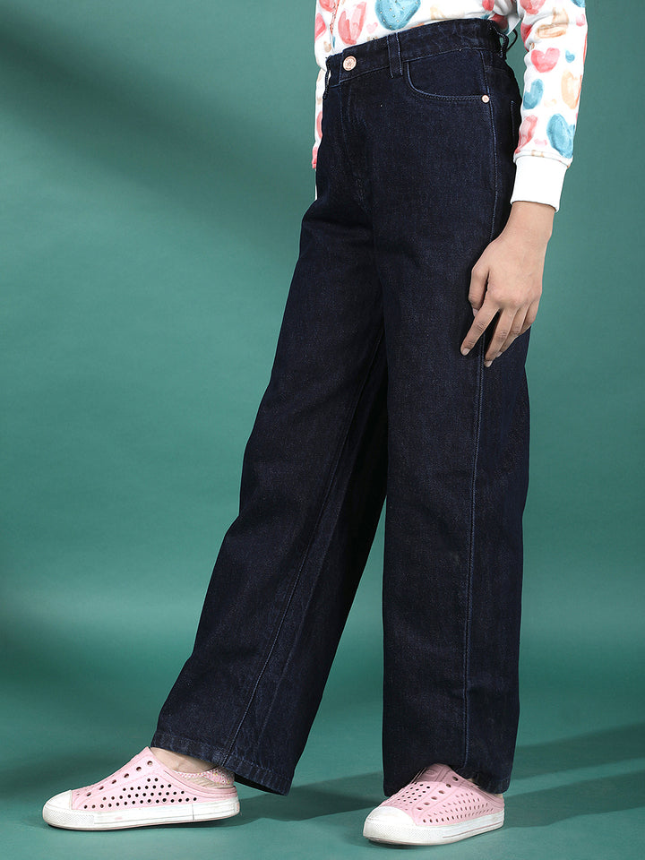 Blue 100% Cotton Wide Leg Jeans