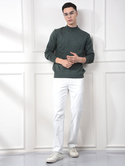 Green Soft Acrylic Regular Textured Sweater