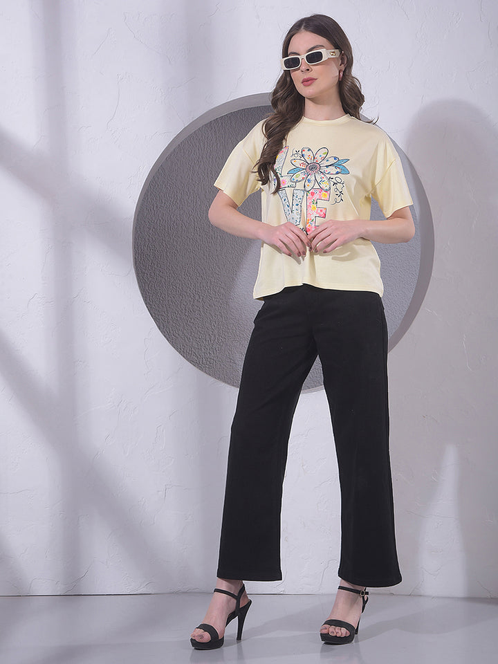 Yellow Typographic Print T-Shirt