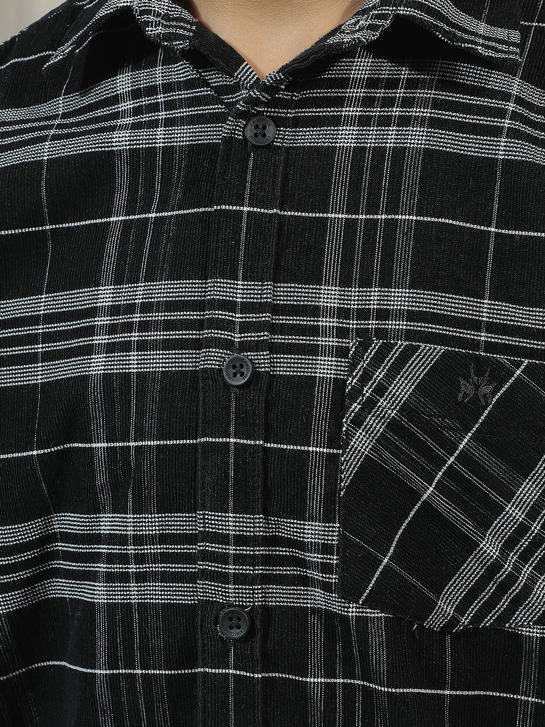Black Checked Corduroy Shirt
