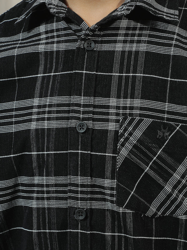 Black Checked Corduroy Shirt