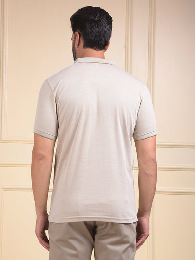 Beige Polo Neck T-Shirt