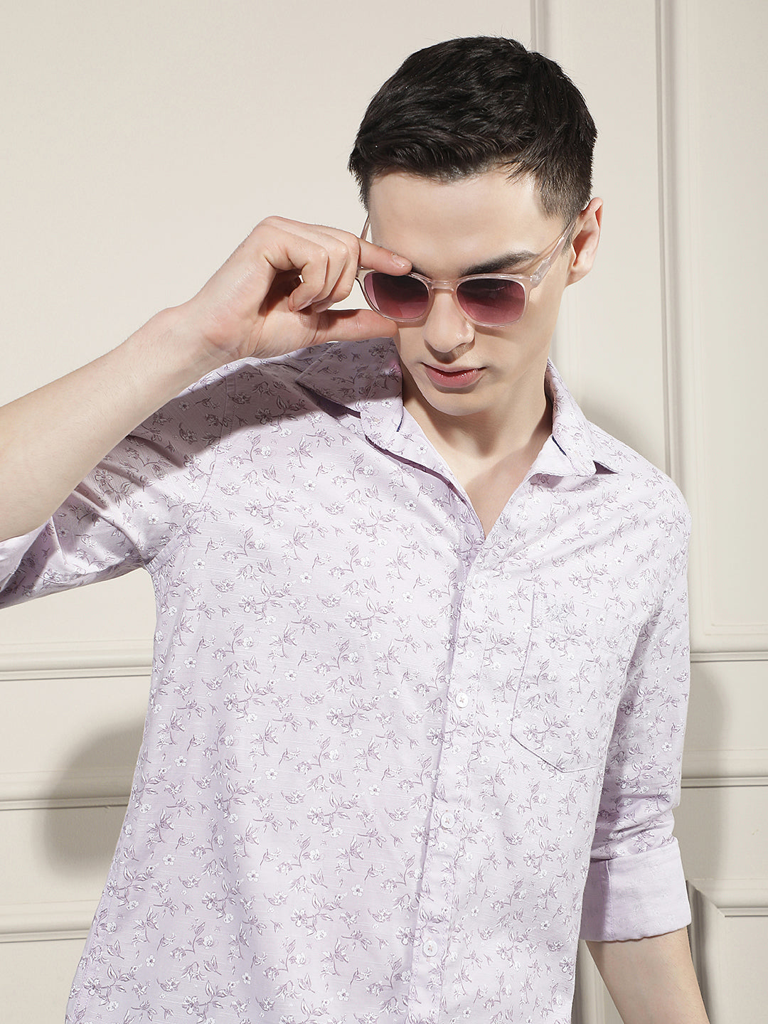 Purple Floral Print Shirt