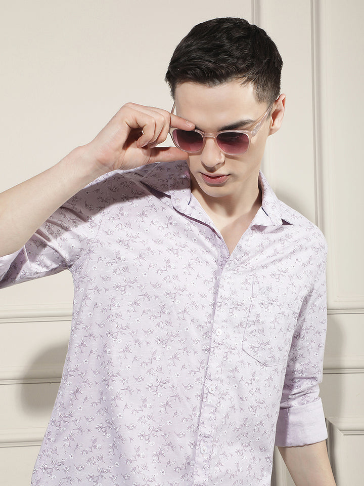 Purple Floral Print Shirt