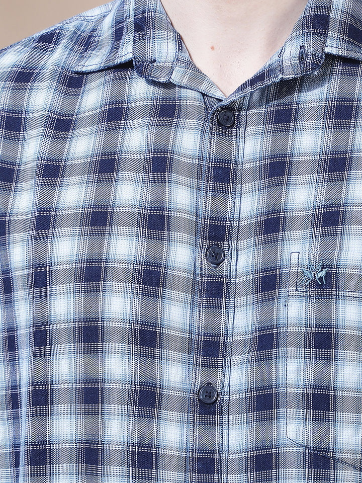 Blue Checked 100% Cotton Shirt
