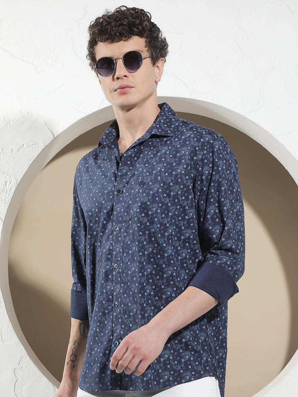 Refined Cobalt Blue Printed Shirt