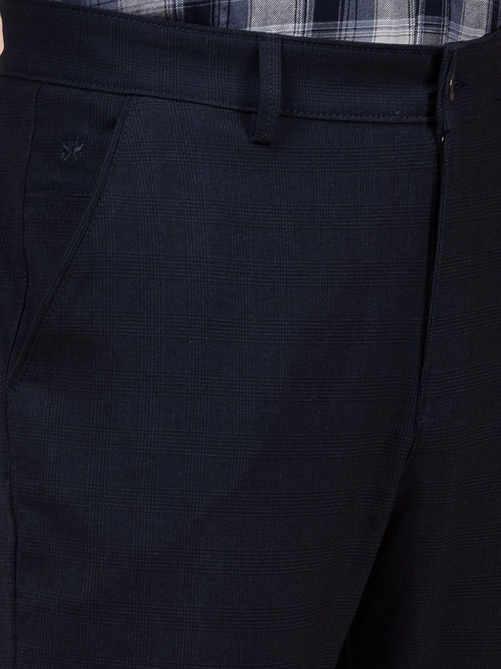 Navy Blue Checked Trousers