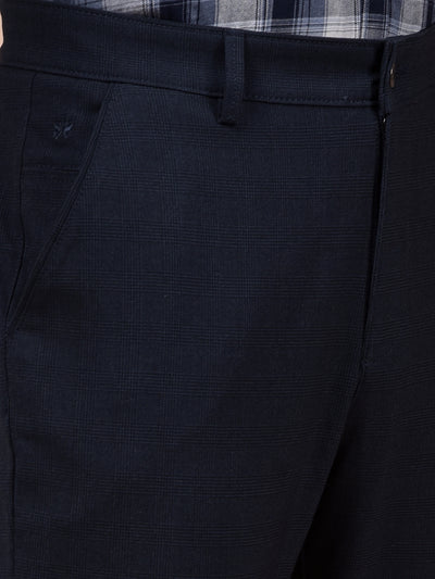 Navy Blue Checked Trousers