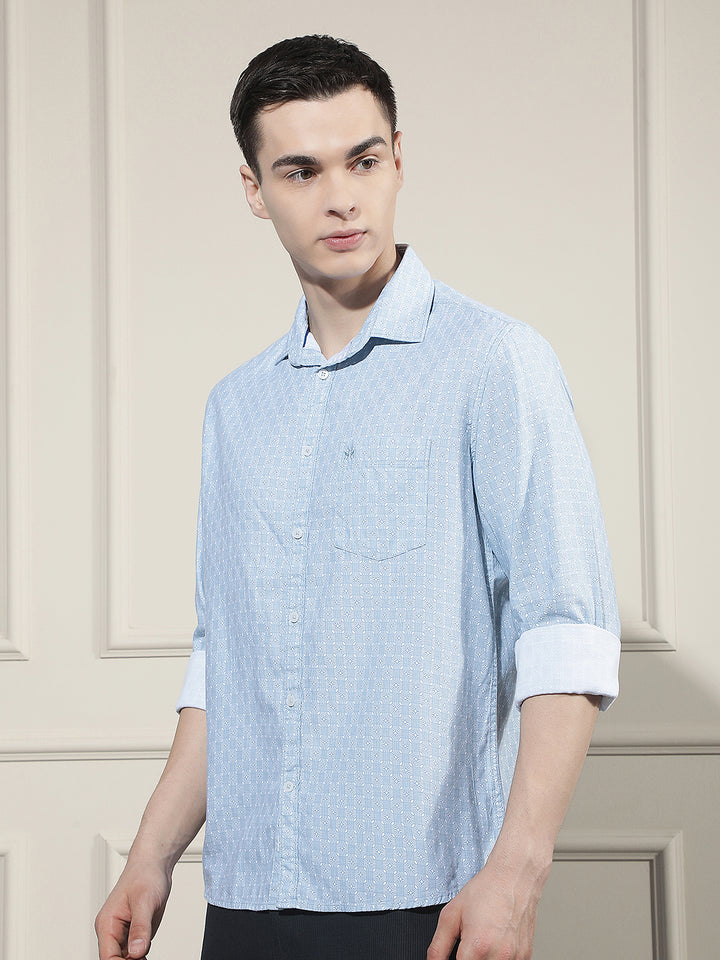 Tailored Coastal Blue Printed Shirt