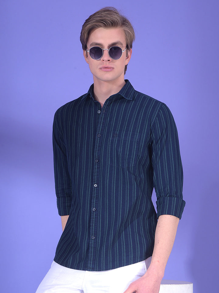 Blue Vertical Stripes 100% Cotton Shirt