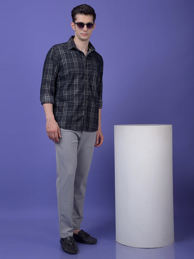 Streamlined Grey Checked Trousers