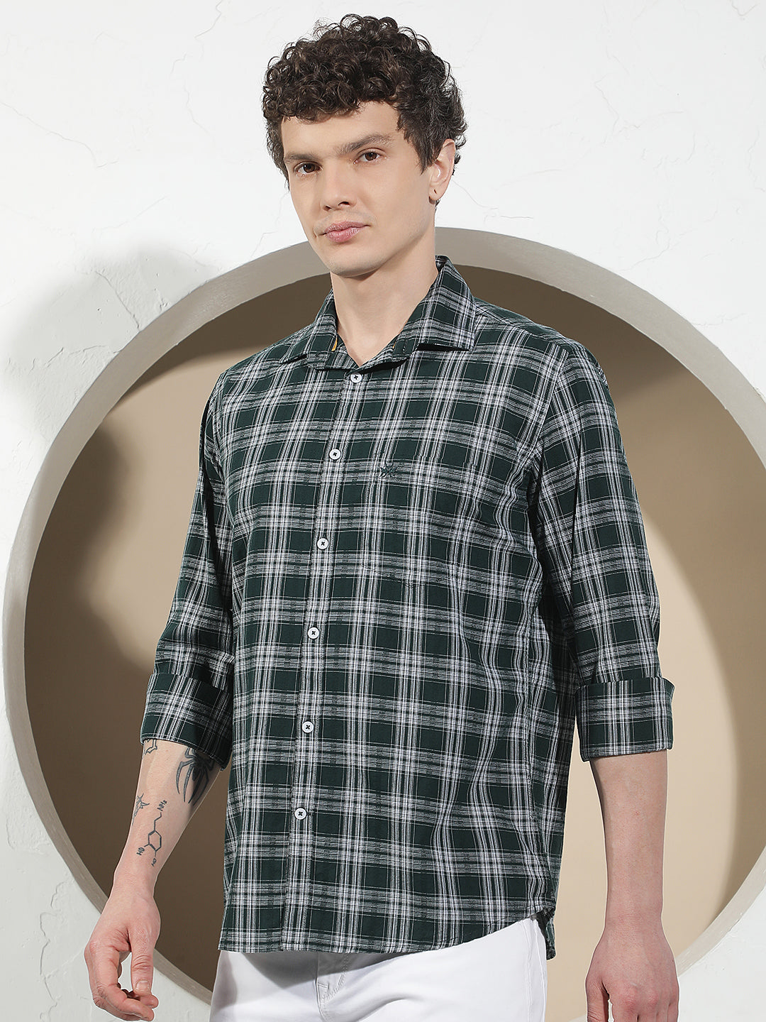 Green Checked 100% Cotton Shirt