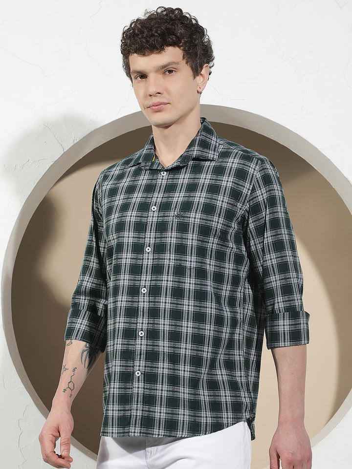 Green Checked 100% Cotton Shirt