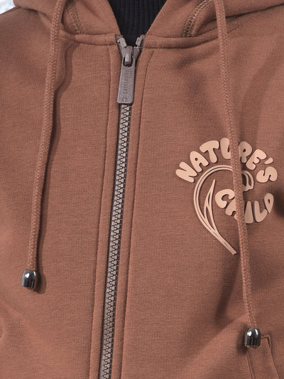 Brown Hooded Neck Knitted Sweatshirt