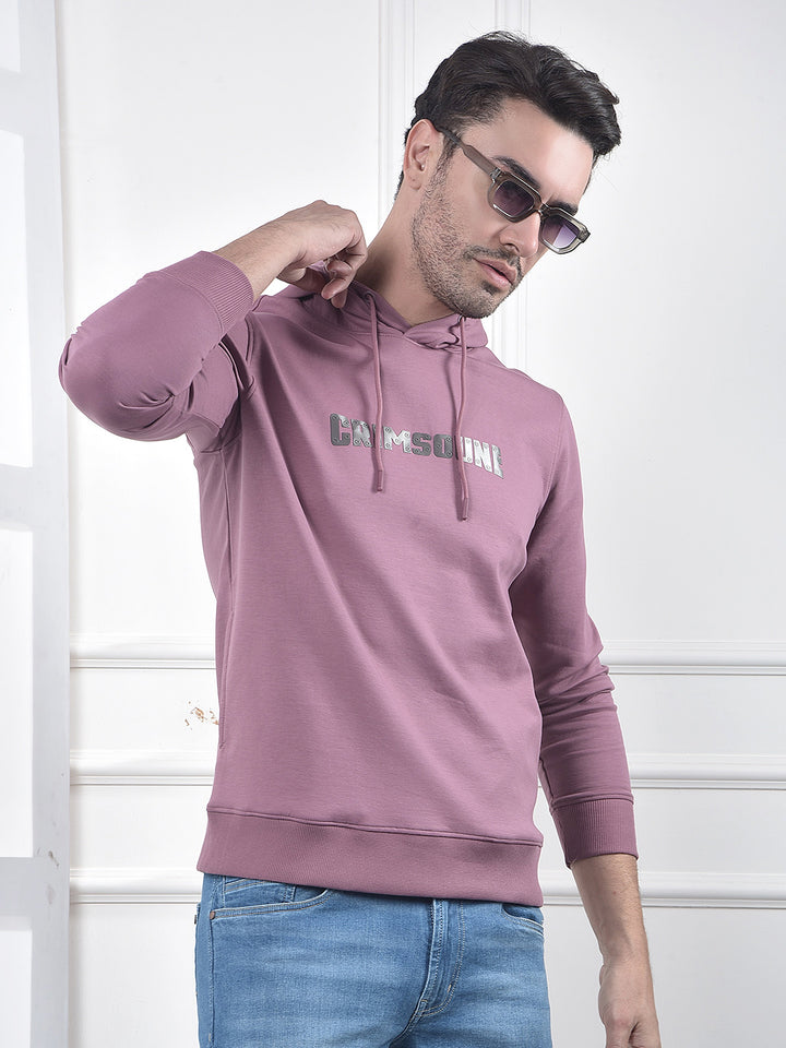 Pink Embroidered Hooded Neck Sweatshirt