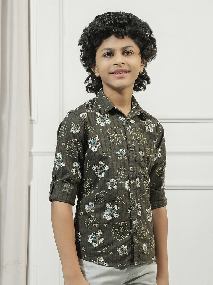 Green Floral Print Shirt