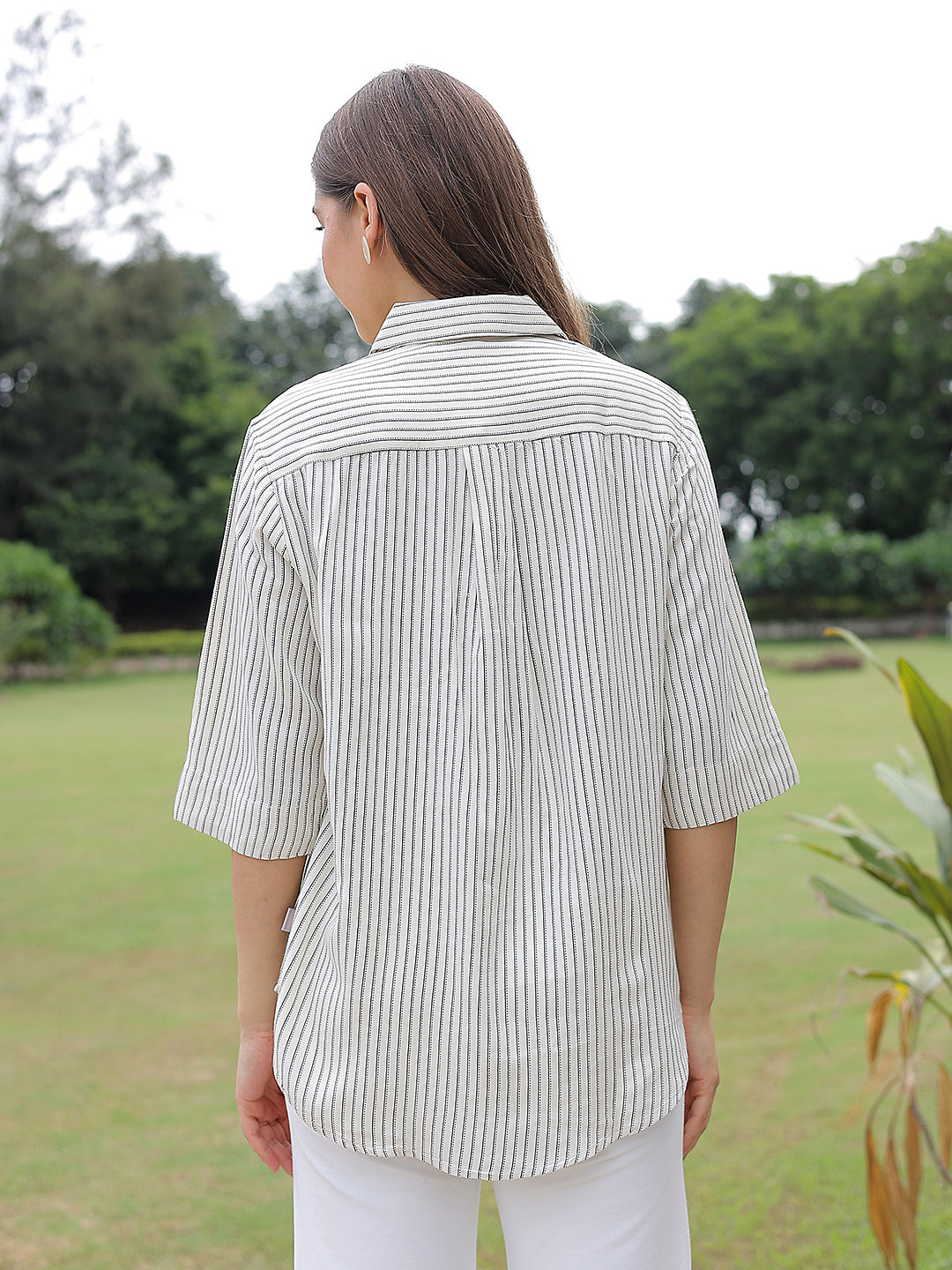 White Vertical Stripes Top