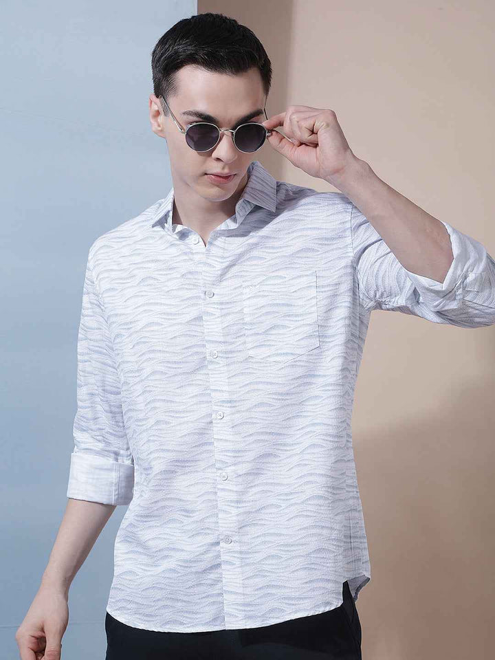 Cool Blue Printed Shirt