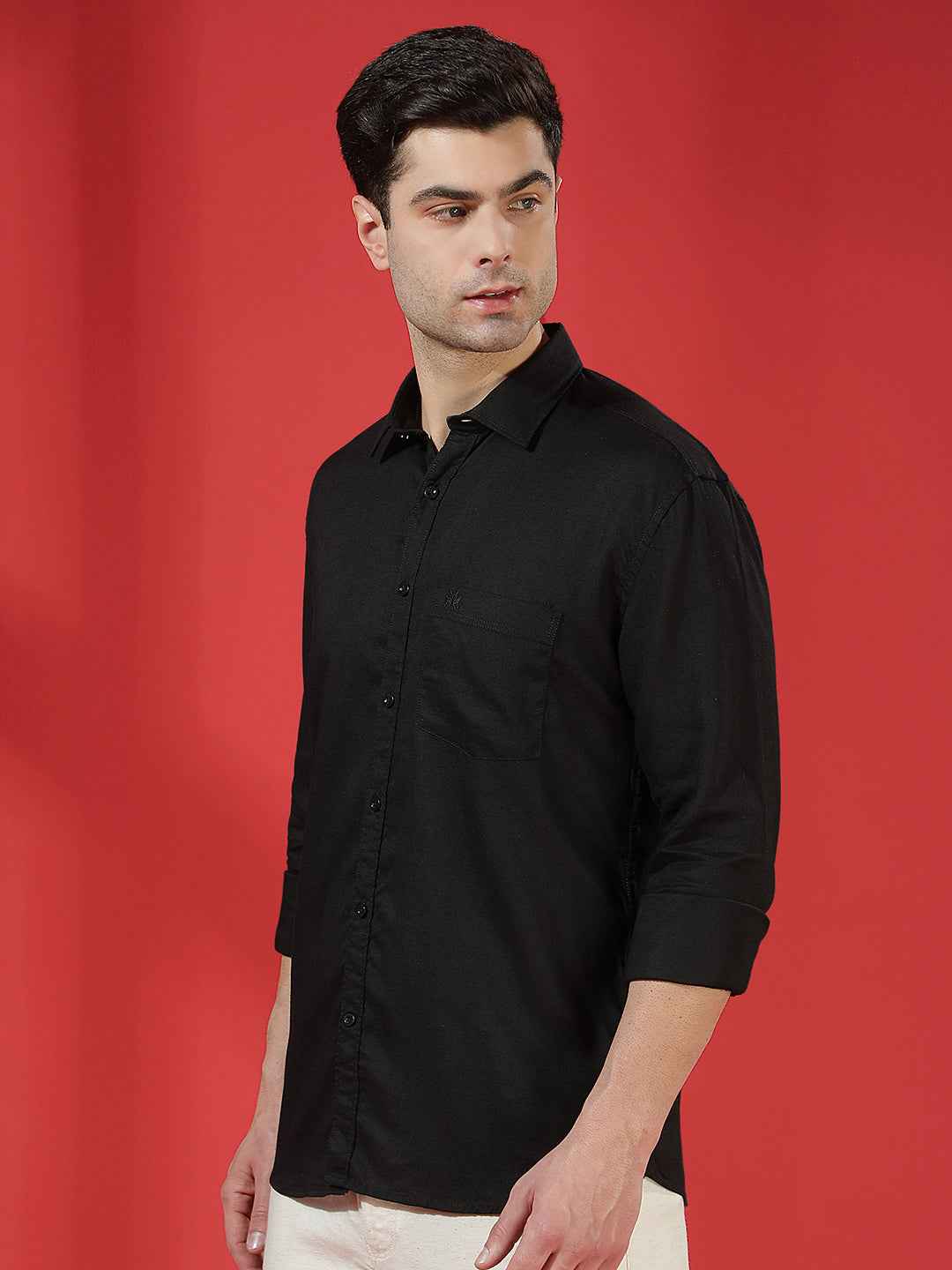 Black Lightweight Linen Summer Shirt