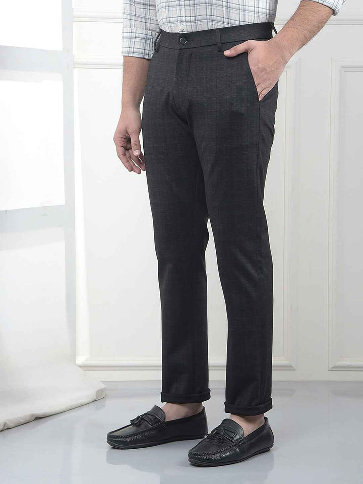 Brown Checked Knitted Trousers