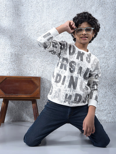 Cream Typographic Print Sweatshirt