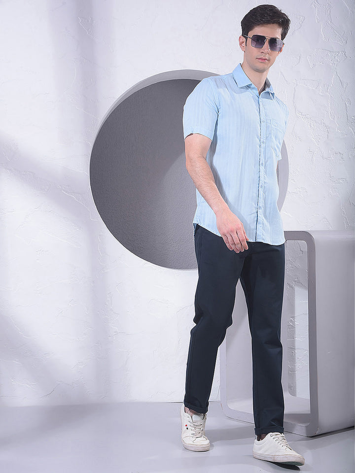 Blue Vertical Stripes Shirt