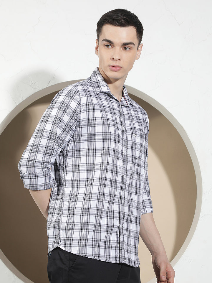 White Checked 100% Cotton Shirt