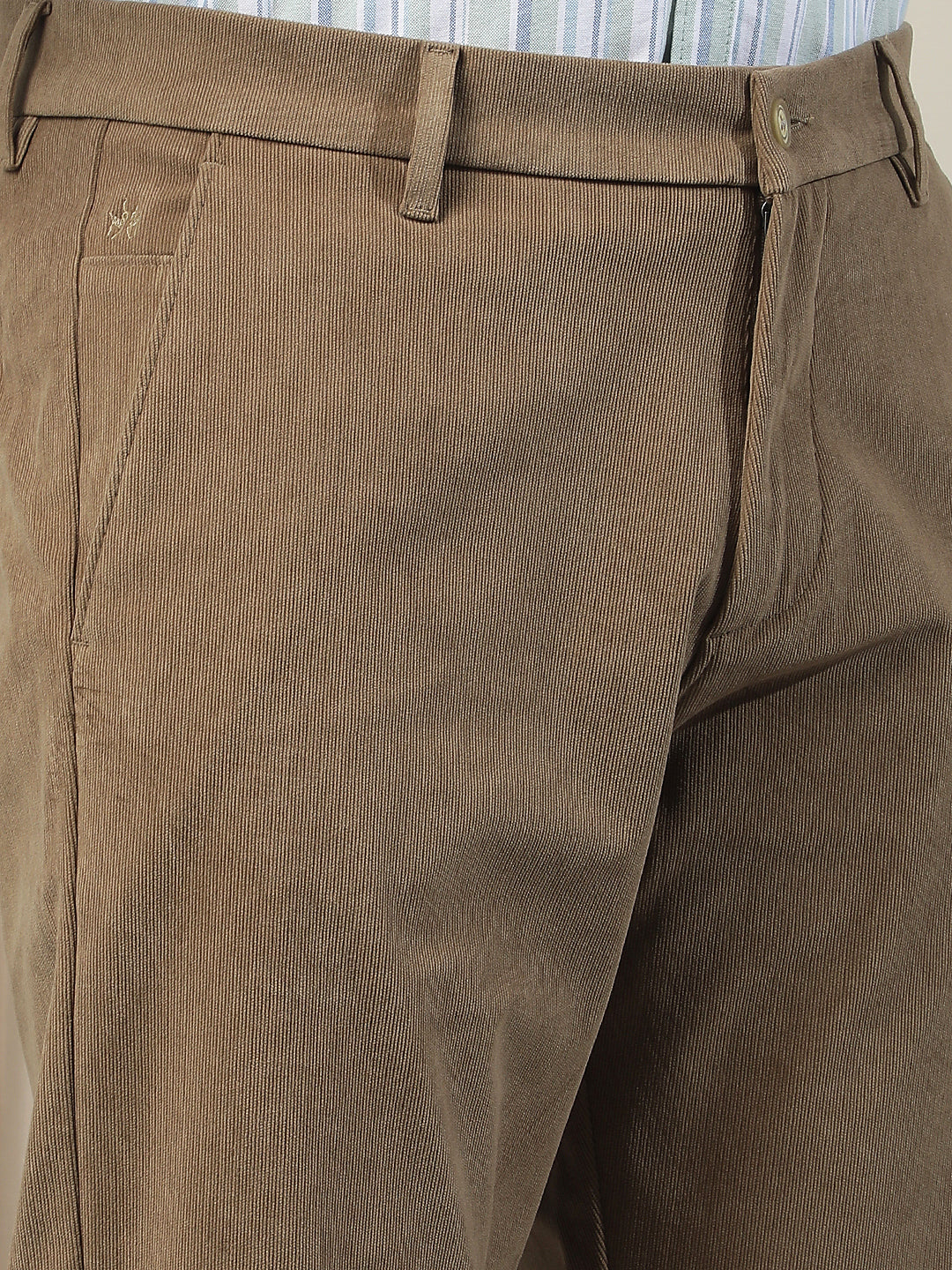 Sleek Terracotta Brown Corduroy Trousers
