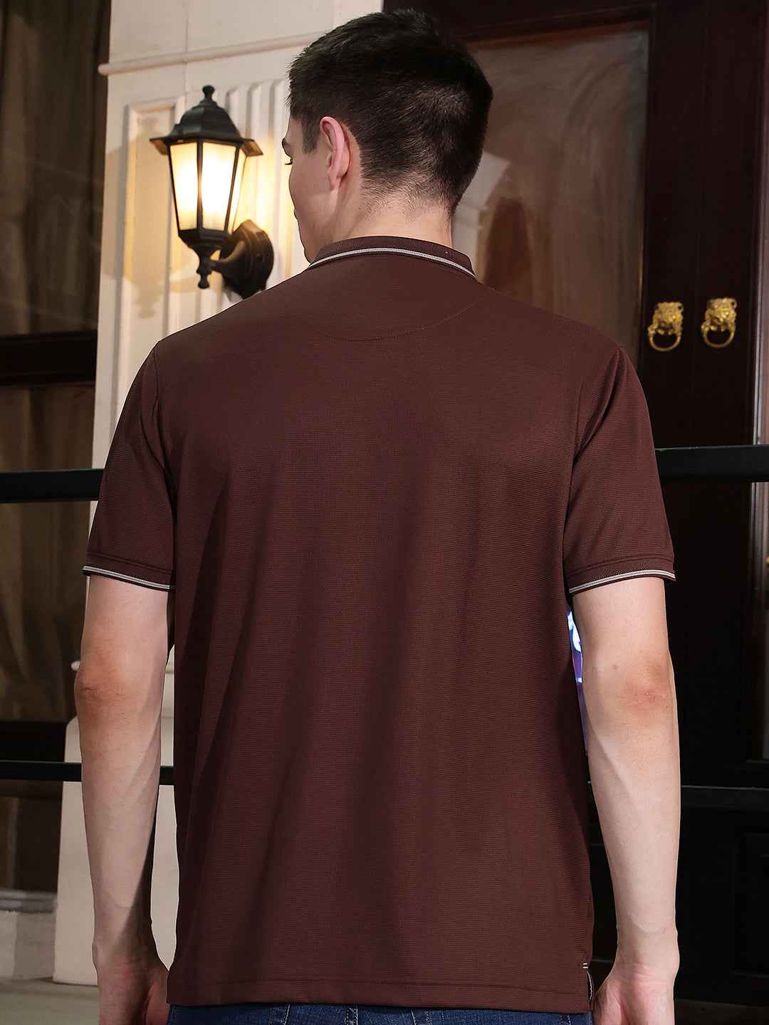 Brown Polo Neck T-Shirt