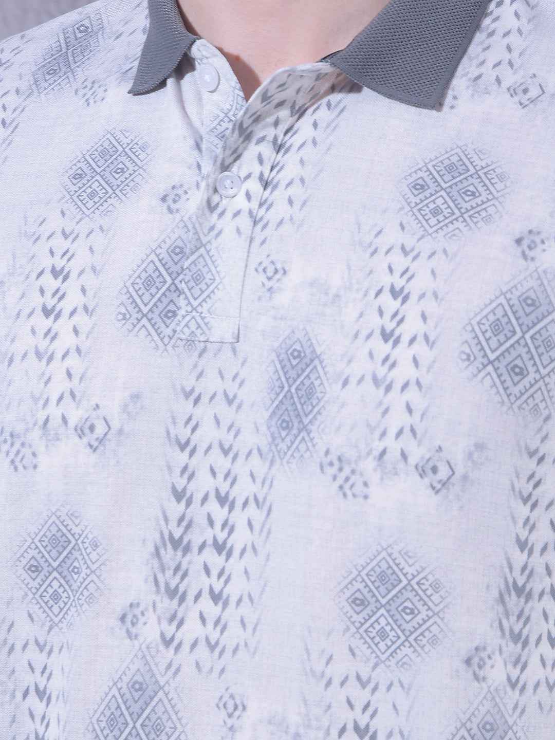 Beige Printed Accent T-Shirt