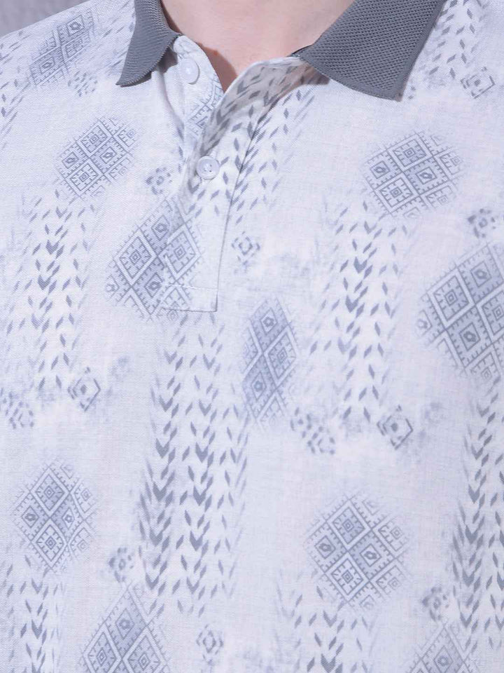 Beige Printed Accent T-Shirt