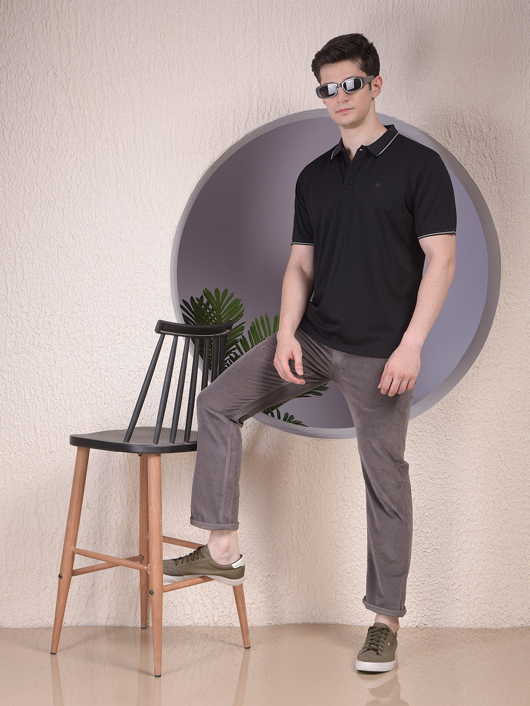 Black Polo-Neck T-Shirt