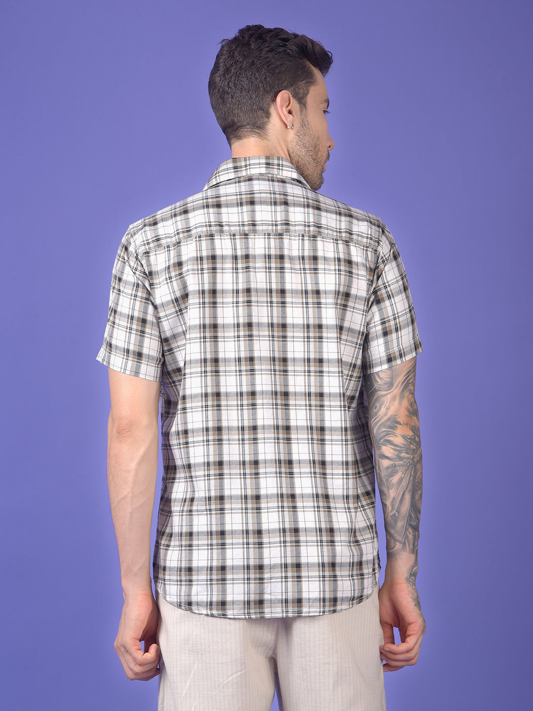 Olive Checked 100% Cotton Shirt