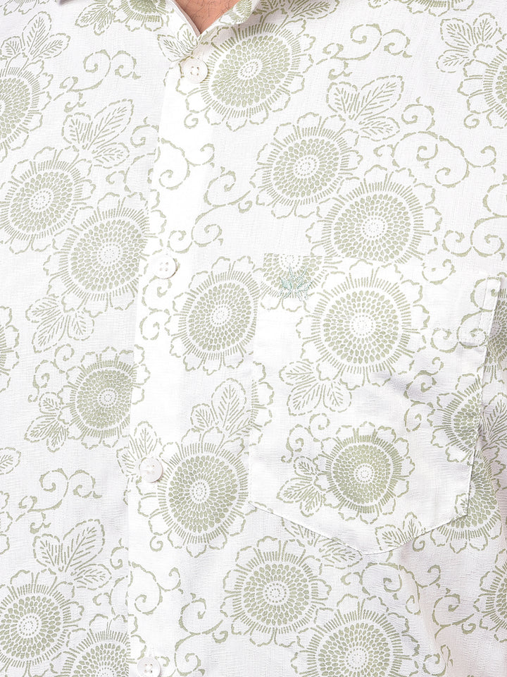 White Floral Print Shirt