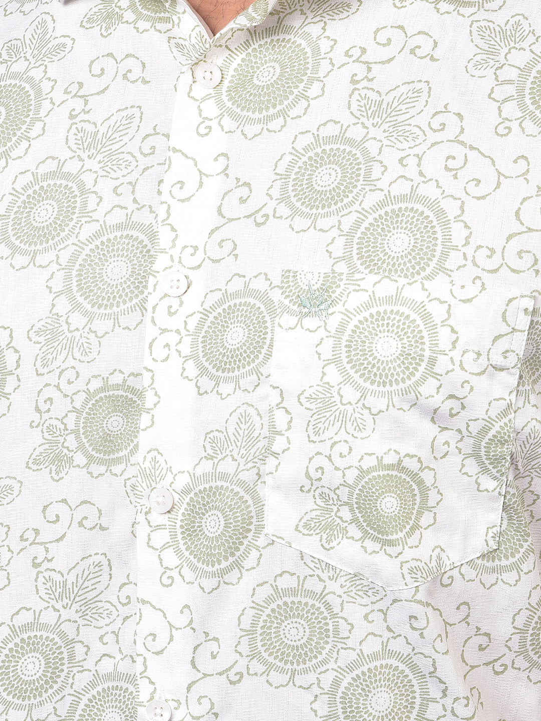 White Floral Print Shirt